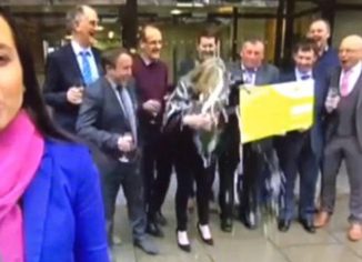 Irish Lotto Winner Accidentally Soaks Herself With A Whole Bottle Of Champagne On Live TV